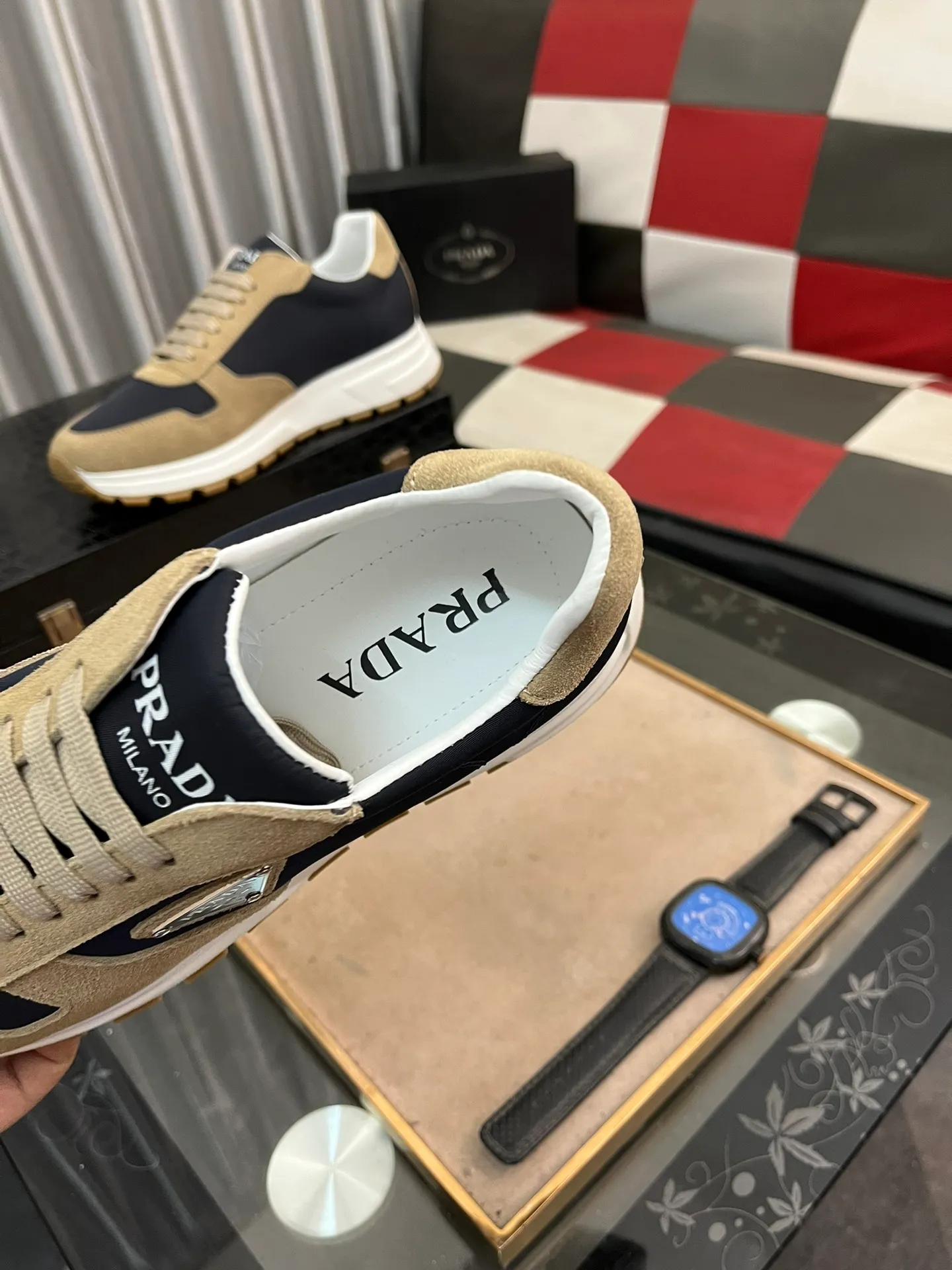 Men's shoes 💰540⌚️⌚️【PRADA】Prada - High-end quality casual sports shoes - Upper: calfskin shoe body with branded metal fasteners, - Inner lining: breathable leather lining - Outsole: ultra-light TPU foam·rubber; molded outsole -Super high quality control·Fine workmanship: highlighted (high-end·luxury·grade) -Size: 38-444️⃣Colors available